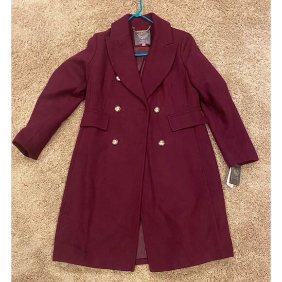 NEW Vince Camuto Double Breasted Wool Blend Coat Women's Size M Deep Purple - Picture 5 of 8